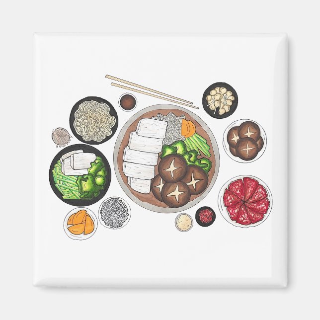 Shabu-Shabu Japan Japanska Food Cuisine Hotpot Magnet (Framsidan)