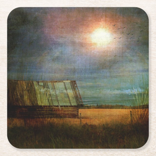 Shack on Prairie Corner Underlägg Papper Kvadrat (Framsidan)
