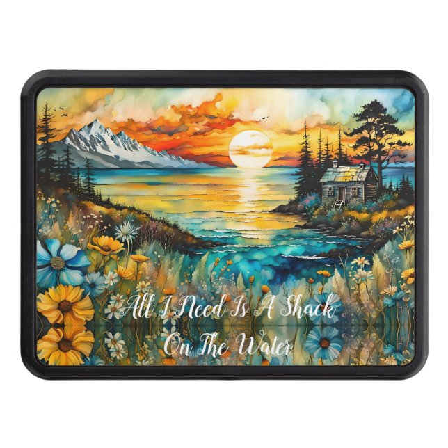 Shack på Vatten-Sunset Wildblommor liggande Dragkroksskydd (Framsidan)