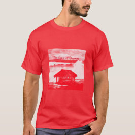 Shack @ Windansea Red Halftone-bild på en röd bild T Shirt