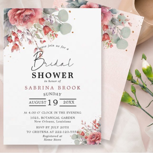 Shade Of Blush Pink Peach Dusty Blue Bridal Shower Inbjudningar (Skapare uppladdad)