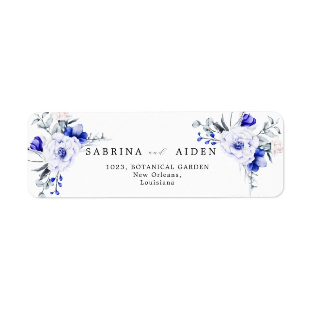 Shade Of Blush Pink Peach | Dusty Blue Wedding  Returadress Etikett (Framsidan)