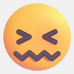 Shaded Conbased Ansikte Emoji Cute Adworthy Gult Runt Klistermärke