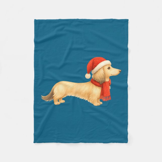 Shaded Cream Christmas Dachshund Dog Mom Funny Cut Fleecefilt (Framsidan)