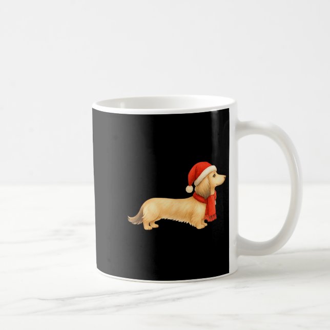 Shaded Cream Christmas Dachshund Dog Mom Funny Cut Kaffemugg (Höger)