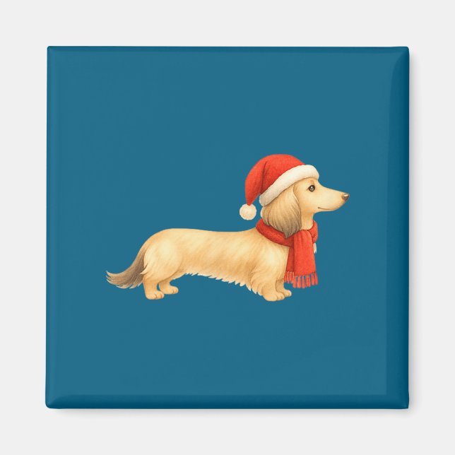 Shaded Cream Christmas Dachshund Dog Mom Funny Cut Magnet (Framsidan)