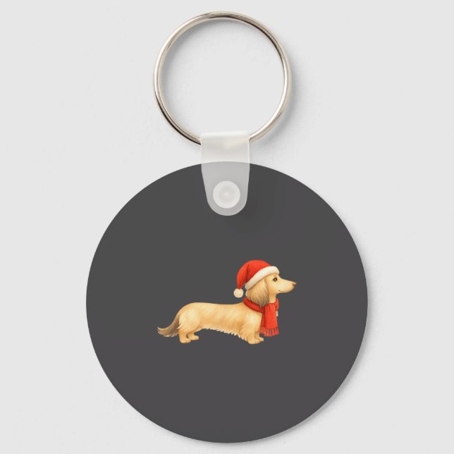 Shaded Cream Christmas Dachshund Dog Mom Funny Cut Nyckelring (Framsida)