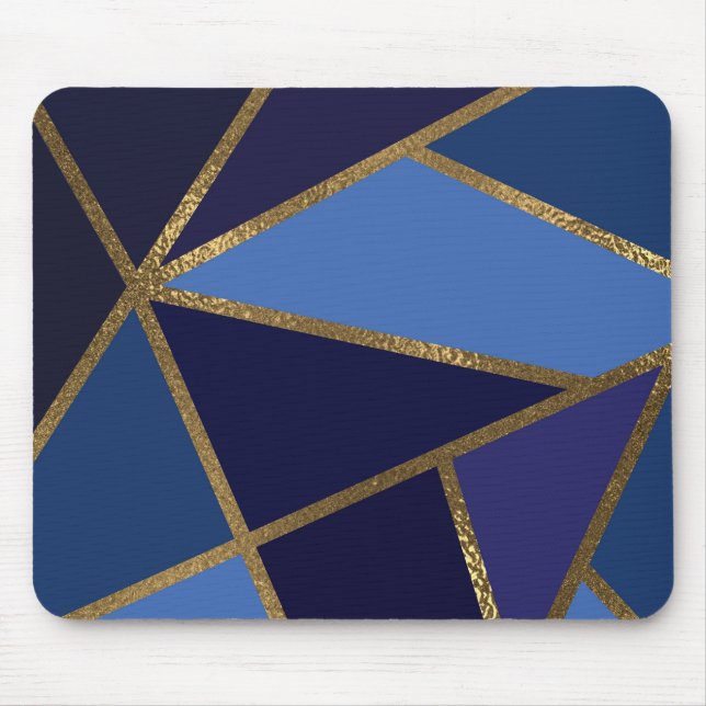 Shades of Blue & Guld Bronze Geometric Chic Office Musmatta (Framsidan)
