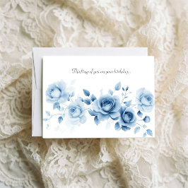 Shades of Blue Roses Vintage Floral Design Kort