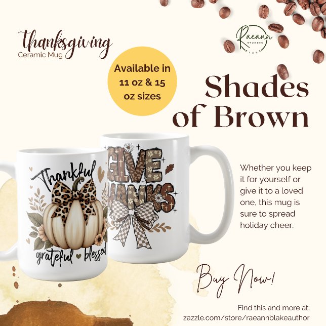 Shades of Brown Thanksgiving Ceramic Mugg (Skapare uppladdad)