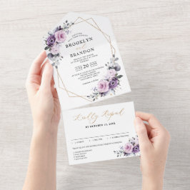 Shades of Dusty Lila Blooms Geometric Bröllop