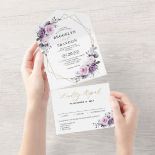 Shades of Dusty Lila Blooms Geometric Bröllop