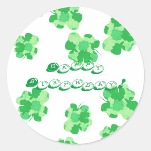 Shades of Grönt Grattis på födelsedagen Shamrock S Runt Klistermärke