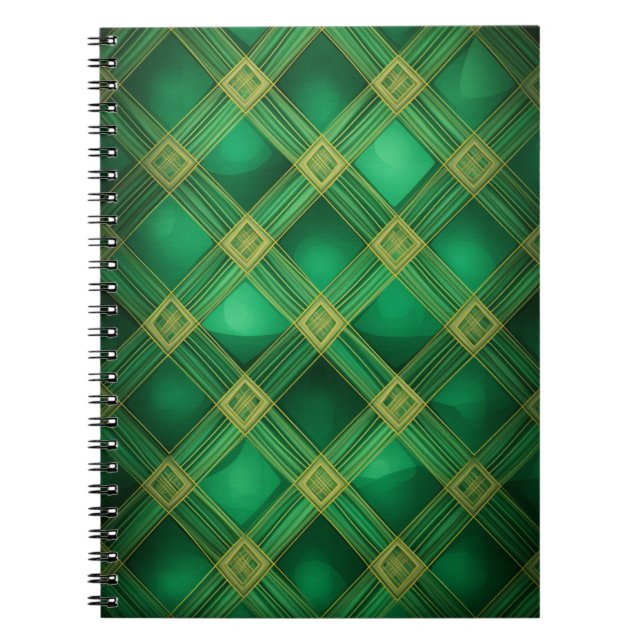 SHADES OF GRÖNT IRISH CELTIC PLAID MÖNSTER ANTECKNINGSBOK (Framsidan)