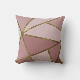 Shades of Mauve Rosa & Guld Bronze Geometric Glam Kudde