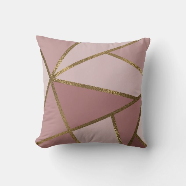 Shades of Mauve Rosa & Guld Bronze Geometric Glam Kudde (Framsida)