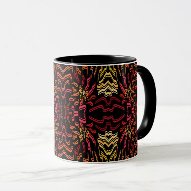 Shades Of Orange Red Yellow Ribbon Art Design Mugg (Framsida höger)