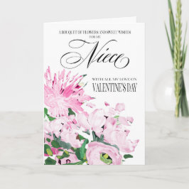 Shades of Rosa Bouquet Valentine for Niece Kort