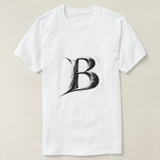 Shadow B – Mörk Gothic Bokstav B T-Shirt (Design framsida)