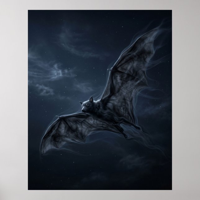 Shadow Bat Moonlit Cavern Poster (Framsidan)