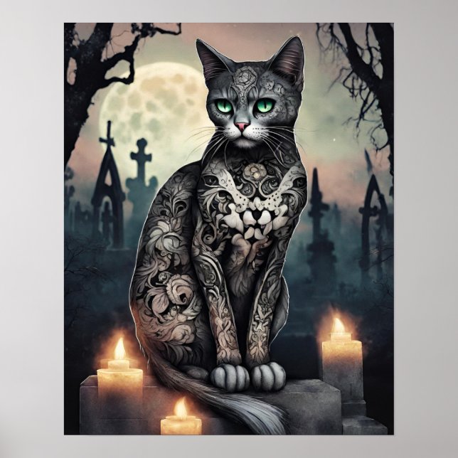 "Shadow" Black, Day of the dead Cat Poster (Framsidan)