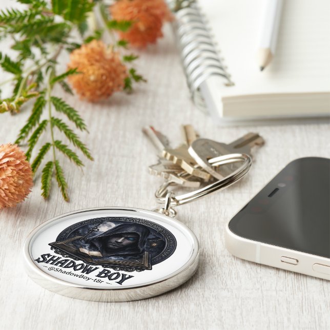 shadow boy rund silverfärgad nyckelring (Sidan)