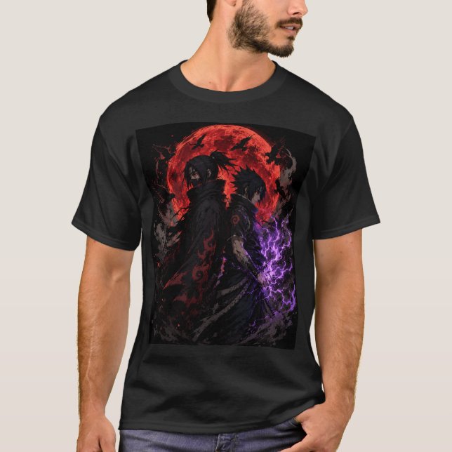 Shadow Ninja Bröder T-Shirt – Mörk Måne Fantasy (Framsida)