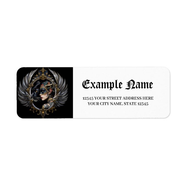 Shadow Queen – Panther Spirit Emblem. Returadress Etikett (Framsidan)