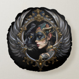 Shadow Queen – Panther Spirit Emblem. Rund Kudde