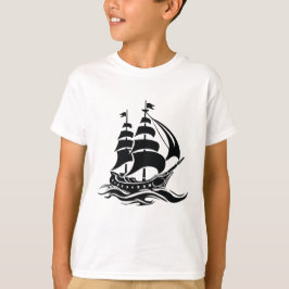 Shadow Sailing Ship – Vintage Ocean Illustration T Shirt