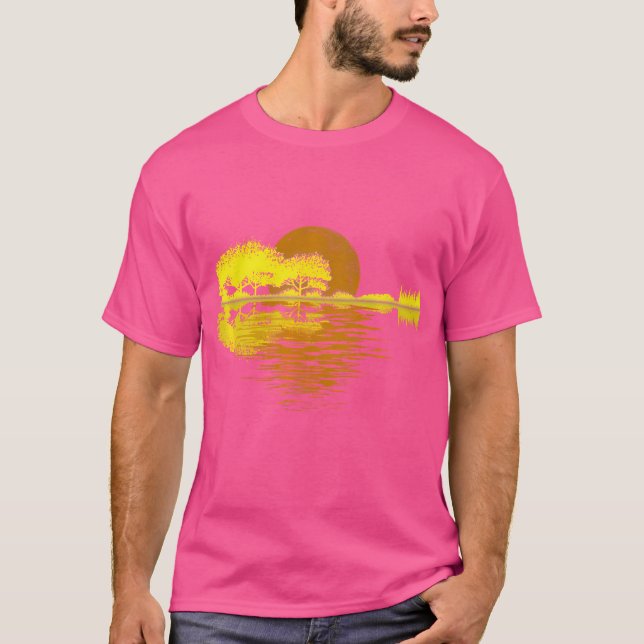 Shadow Sjö Guitar Shirt - Måne Träd Acoustic Gui T (Framsida)
