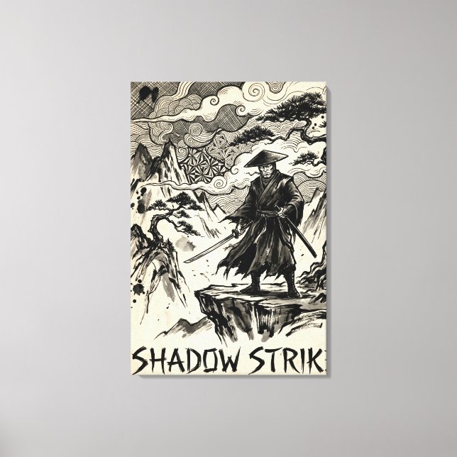 Shadow Strike Samurai Bläckkonst Canvastryck (Framsida)