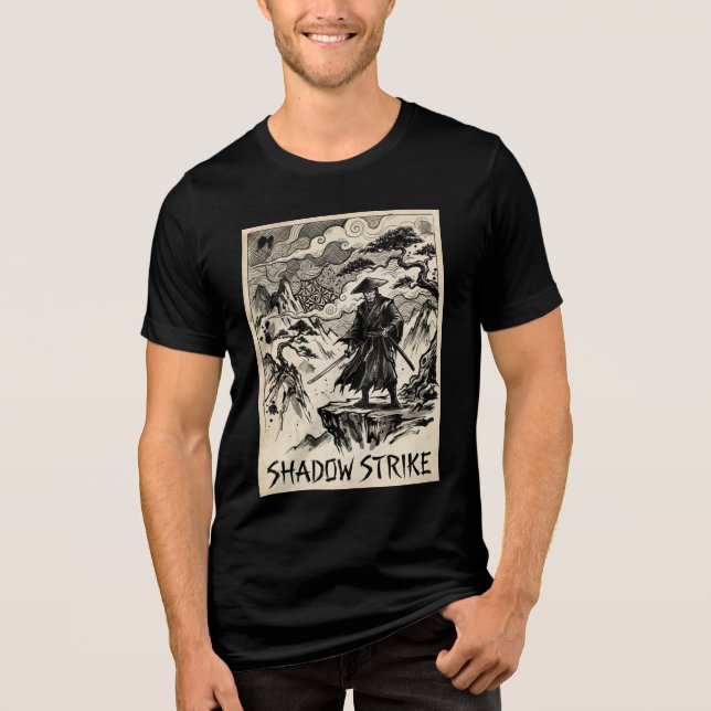 Shadow Strike Samurai Ink Art Tri-Blend Shirt T Shirt (Framsida)