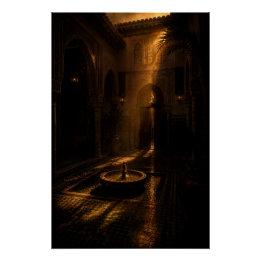 Shadowed Riad Fountain Poster Perfect Poster