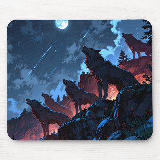 🌑 🔥 Shadowfang - Mörk Varg Pack Mousepad Musmatta
