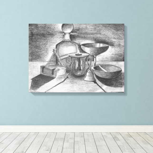 Shadows Pencil Teckning av Sara Motolanez Canvastryck (Insitu (trägolv))