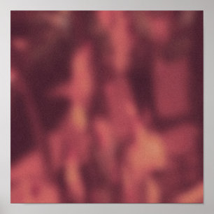 Shadowy Red NYC Sidewalh Rush Hour Crowd Poster