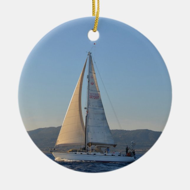 Shady Dam på Tidigt-morgonen Julgransprydnad Keramik (Framsidan)