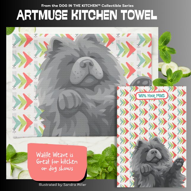 SHADY LADY -blue chow  - ArtMuse Kitchen Towels  Kökshandduk (Skapare uppladdad)
