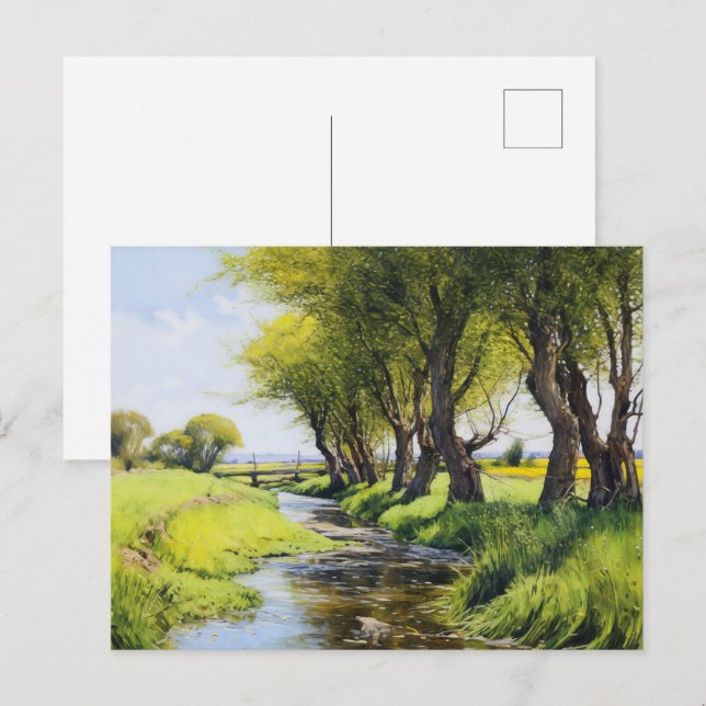 Shady Träd efter en flödesström Vykort (Fram/baksida)