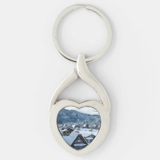 Shagawa River Valley Gifu Japan Twisted Heart Silverfärgad Nyckelring