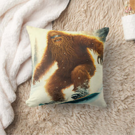 Shaggy Bigfoot Snowboarding AI Yeti Snowy Slope Kudde