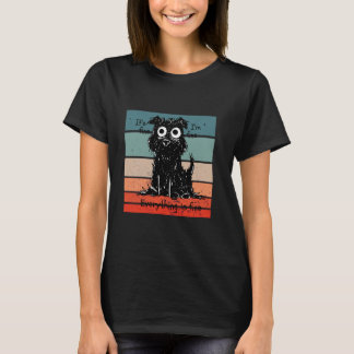 Shaggy dogs black and white cartoon anxious expres t shirt