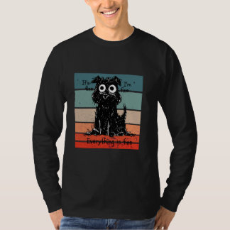 Shaggy dogs black and white cartoon anxious expres t shirt