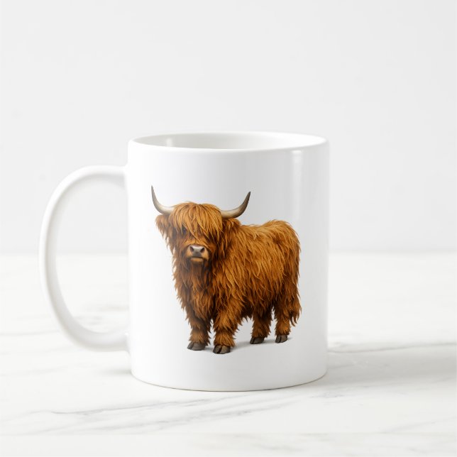 Shaggy Highland Cow Portrait Kaffemugg (Vänster)