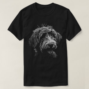 Shaggy Hund Black and White Scratchboard T-Shirt