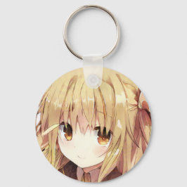 Shaggy mörk blonde hårgult öga animixa nyckelring