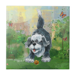 Shaggy Sheep Hund Kakelplatta