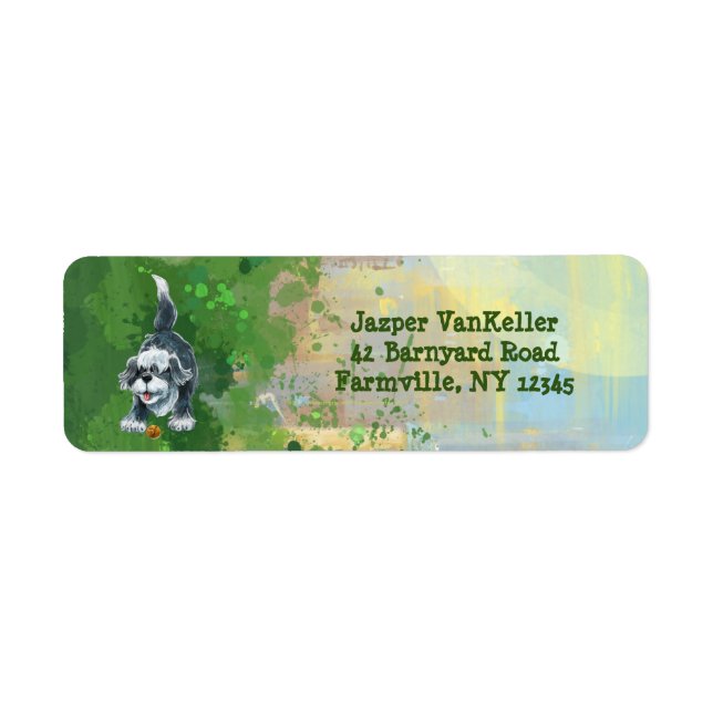 Shaggy Sheep Hund Stationery Returadress Etikett (Framsidan)