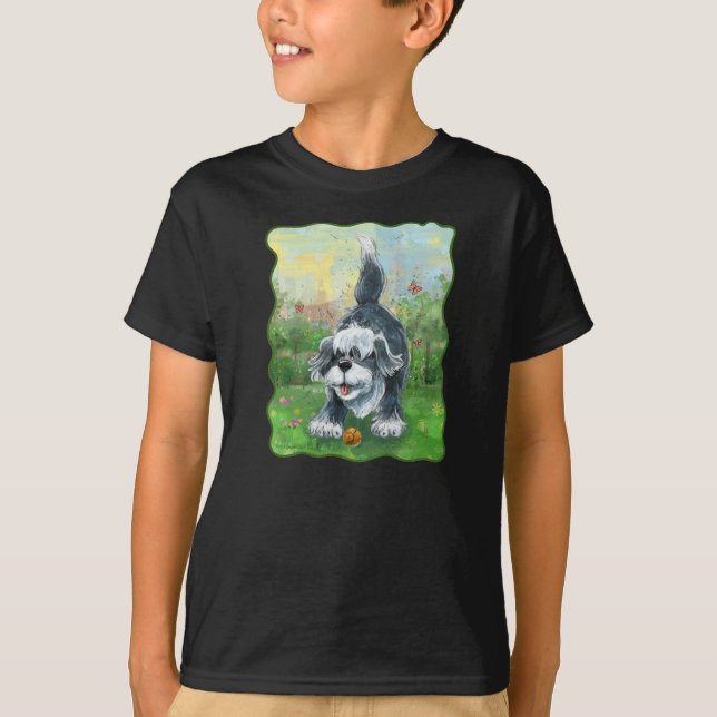 Shaggy Sheep Hund T-Shirts (Framsida)
